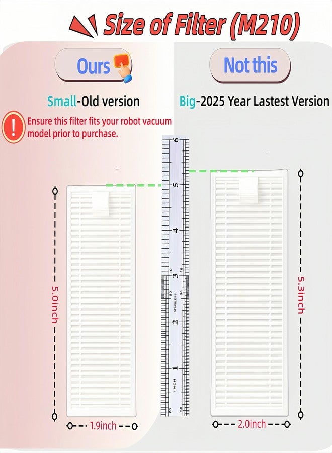 Avaenzo قطع غيار فرش M210 لأجهزة Lefant M210 OKP K2 K3 K3A K4 K5 M210S M210B M213، ملحقات فرشاة تنظيف جانبية، فلتر HEPA، مقاس 5.0 × 1.9 بوصة - Image 2